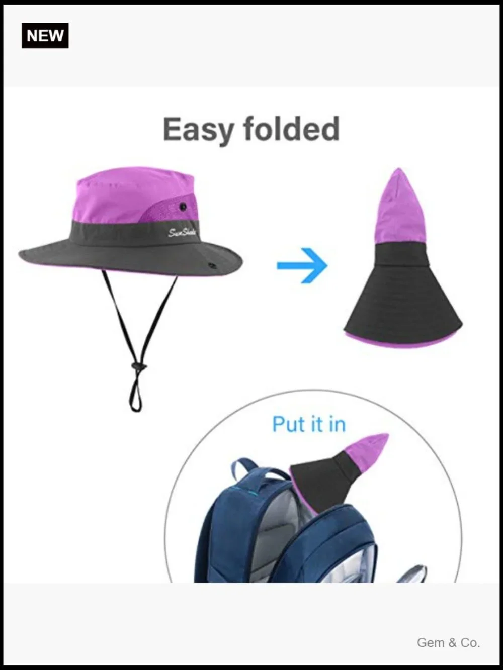 6 Packable Women's Wide Brim Sun Hats UPF 50+ Ponytail Beach Fishing Hiking